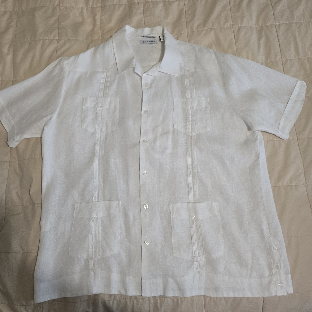 Cubavera White Linen Button-Down Shirt